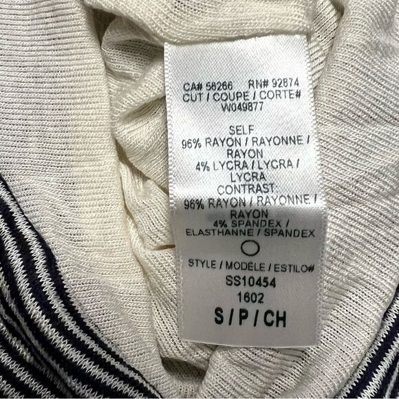 NWT Splendid Navy Blue Ivory Striped Asymmetrical Ruched Stretch Pull On Skirt S - Picture 5 of 9